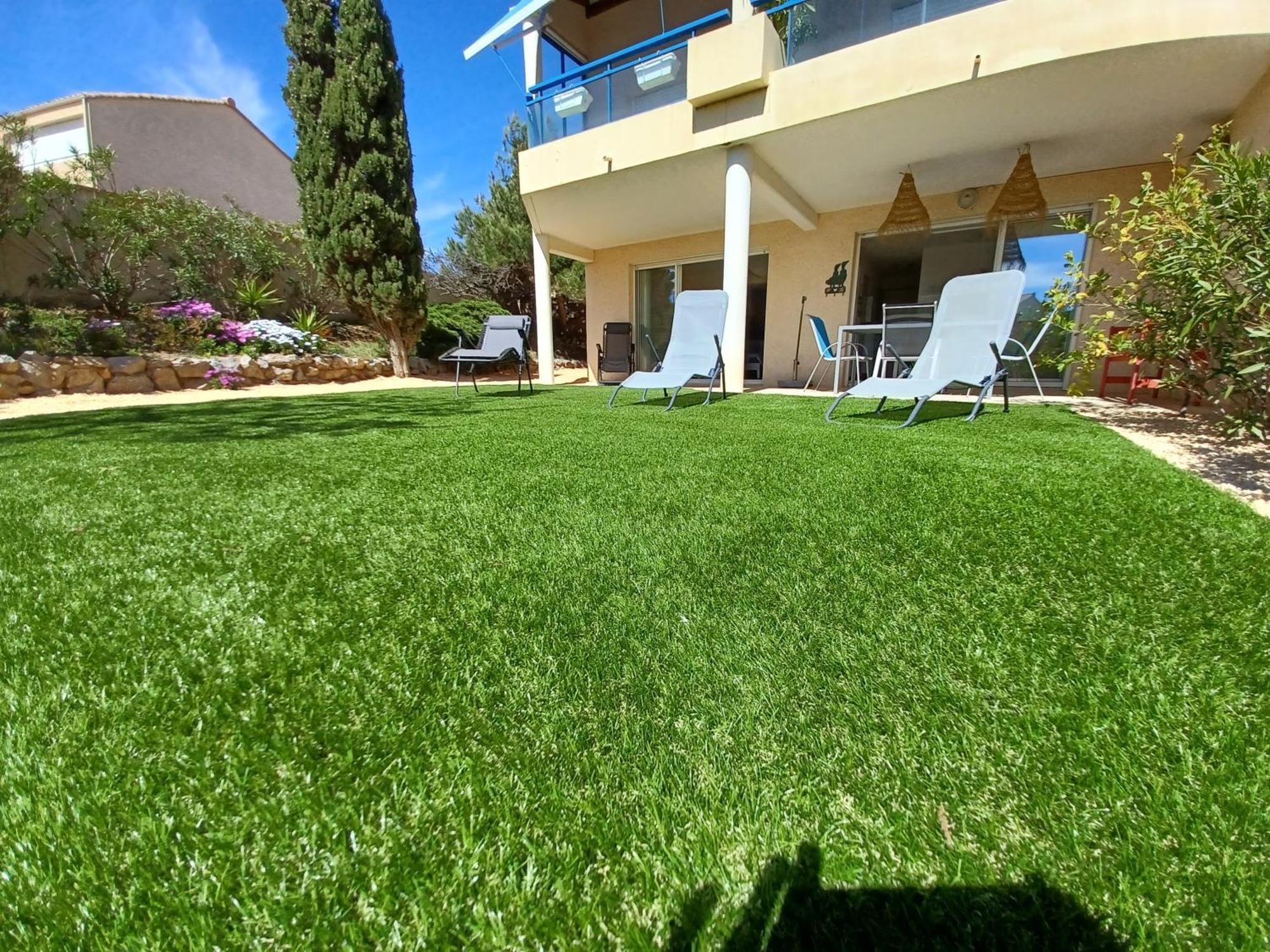 Plain-Pied Jardin 6 Personnes Clim Vue Mer Parking Wifi Terrasse Piscine Dans La Residence Saint-Pierre-la-Mer  Экстерьер фото