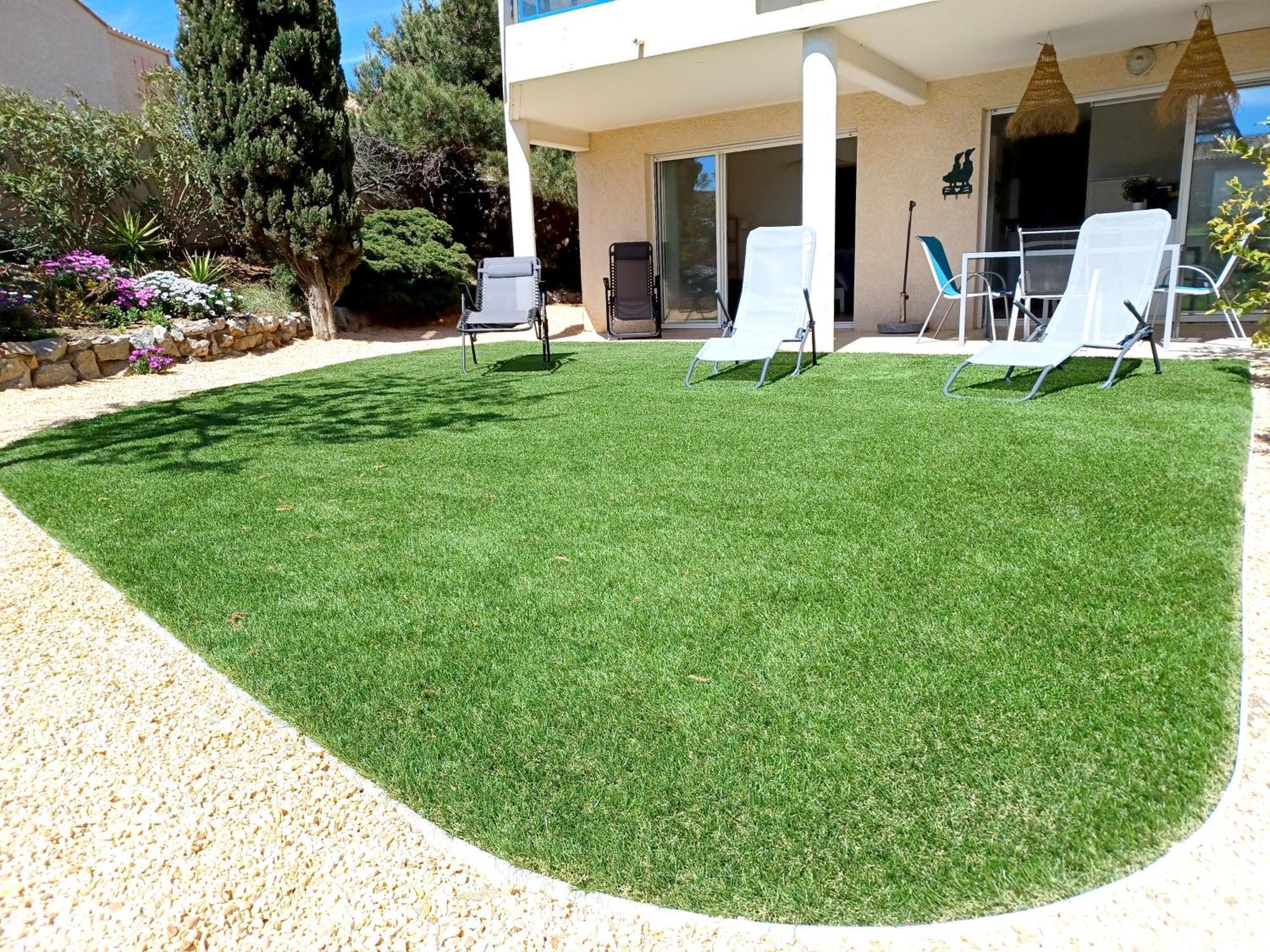 Plain-Pied Jardin 6 Personnes Clim Vue Mer Parking Wifi Terrasse Piscine Dans La Residence Saint-Pierre-la-Mer  Экстерьер фото
