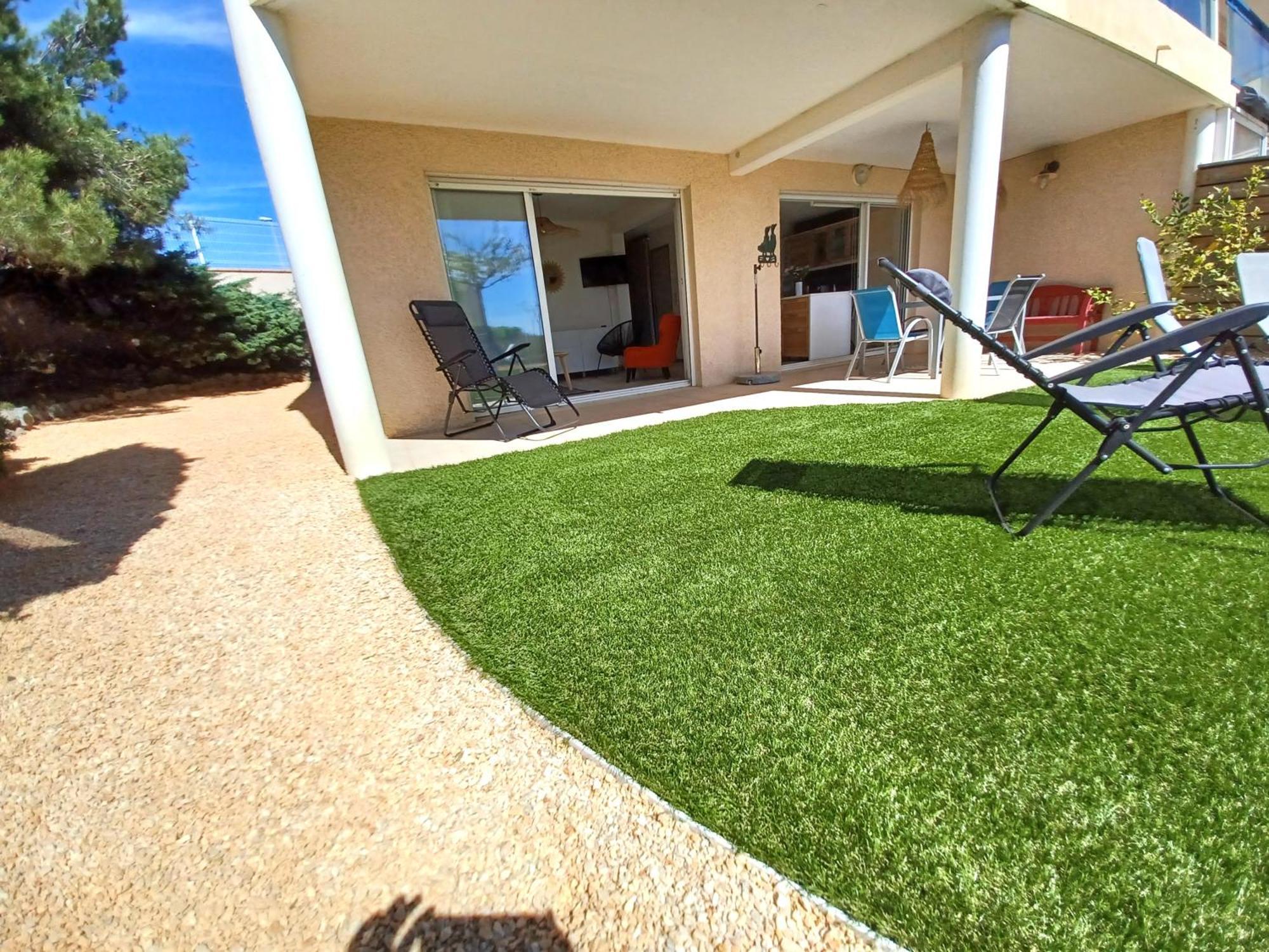 Plain-Pied Jardin 6 Personnes Clim Vue Mer Parking Wifi Terrasse Piscine Dans La Residence Saint-Pierre-la-Mer  Экстерьер фото