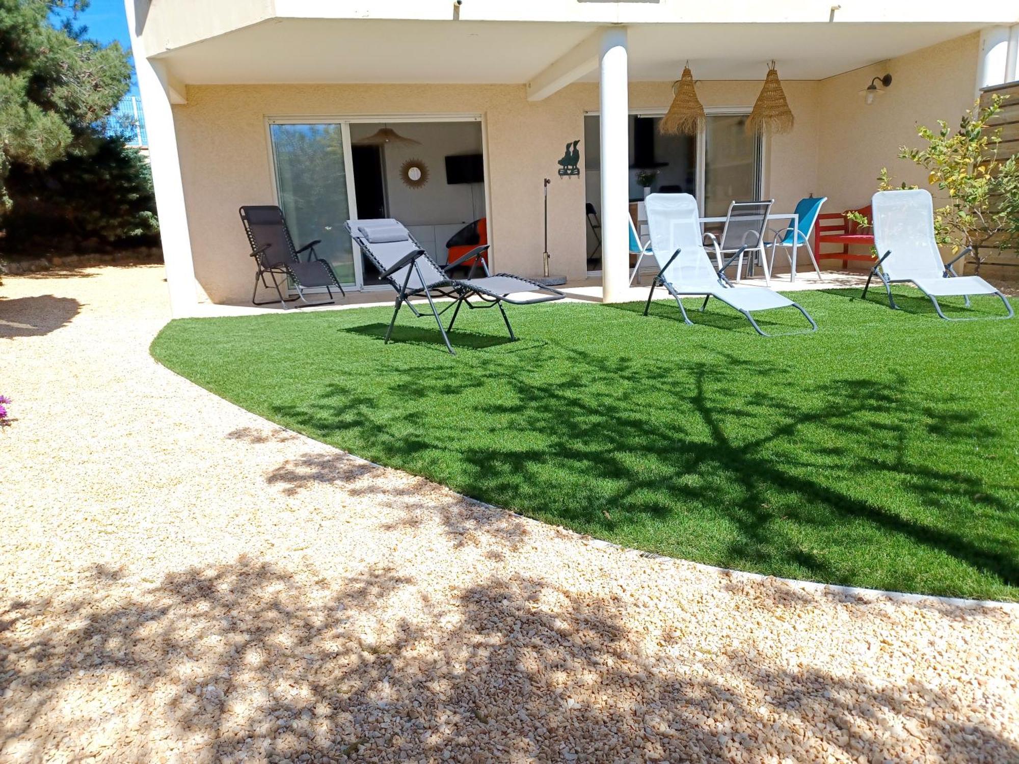 Plain-Pied Jardin 6 Personnes Clim Vue Mer Parking Wifi Terrasse Piscine Dans La Residence Saint-Pierre-la-Mer  Экстерьер фото